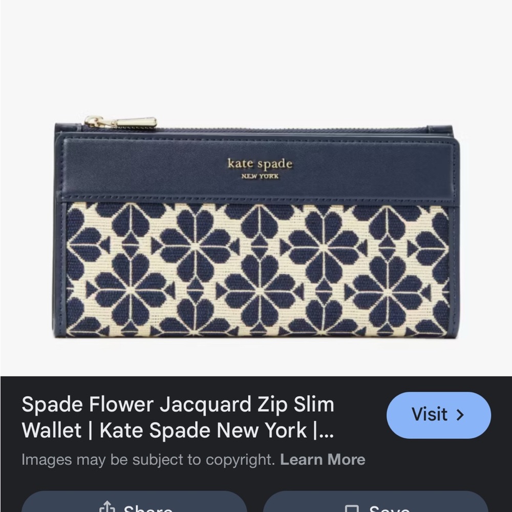 Kate Spade Navy and Cream Floral Wallet